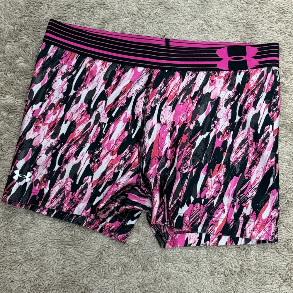 Women’s Under Armour Heat Gear Shorty Shorts compression  Pink and Black size S